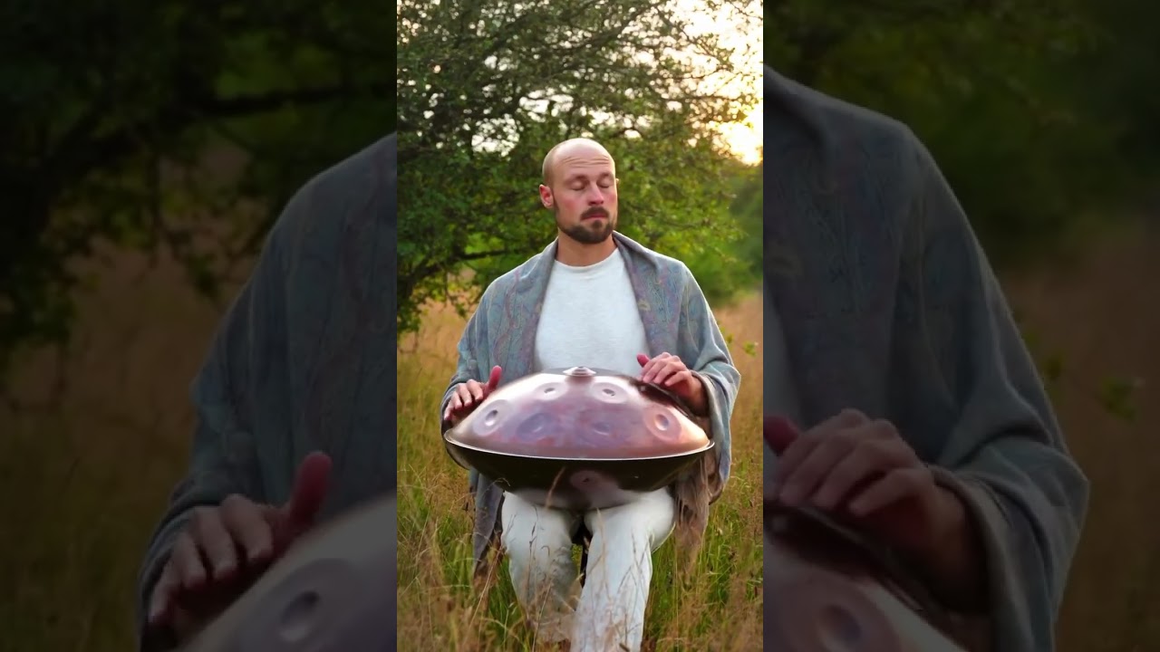 My happy place 🌞 Sitting in nature, handpan on my lap, the sun slowly setting
