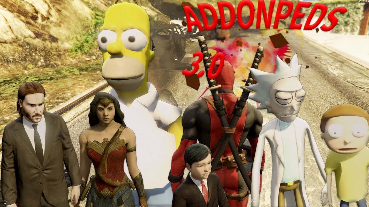 HOW TO INSTALL Addon peds 3.0 peds (Deadpool, Rick, Morty, Homer, Wonder Woman, John wick, Child)