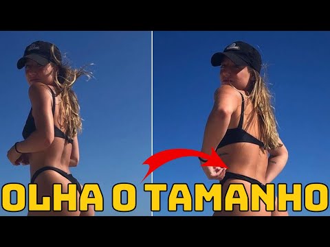 De fio-dental, Bruna Griphao empina bumbum na praia para alegria dos fãs