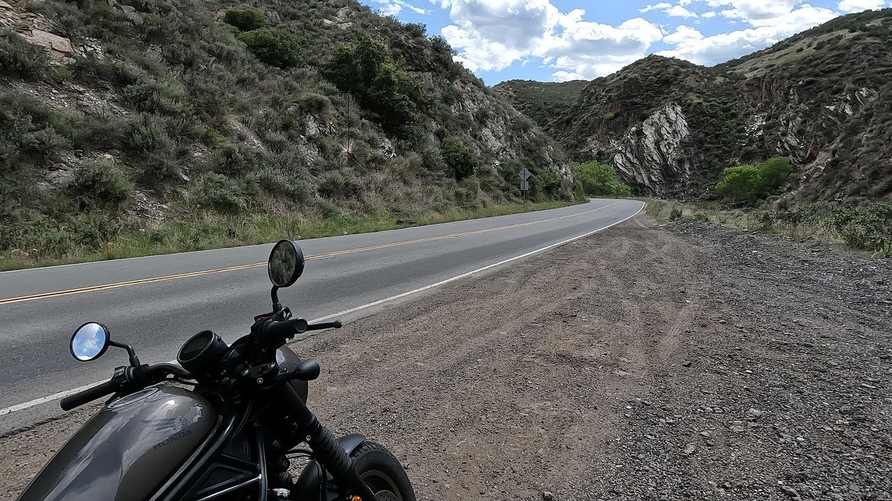 Chill motorcycle ride through San Francisquito Canyon POV