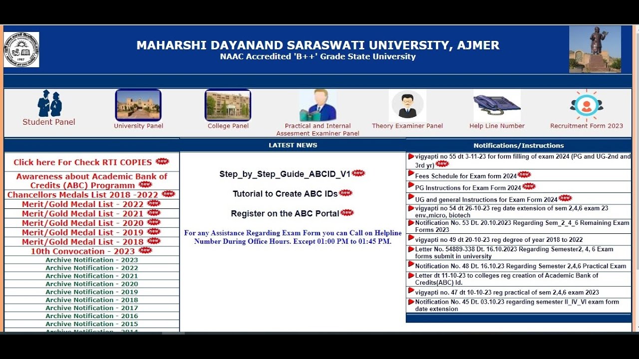 MDSU AJMER Maharshi Dayanand University Ajmer Exam Form Fees Details mdsu-ajmer-maharshi-dayanand-university-ajmer-exam-form-fees-details