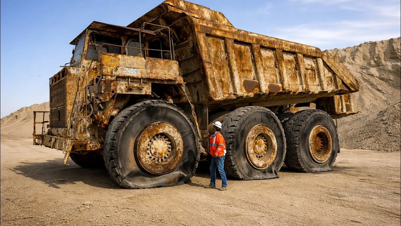 A Man Bought a $7,100 Old Mega Mining Truck and Renovated It Back to New