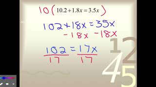 Alg 1A - U1D6 - Decimal Equation Notes