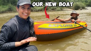 😱New BOAT Unboxing at the River! *Bad Idea*