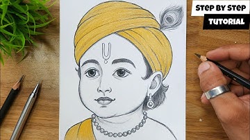 How To Draw Kid Krishna | Easy Krishna Ji Drawing | Janmashtami Drawing @AjArts03
