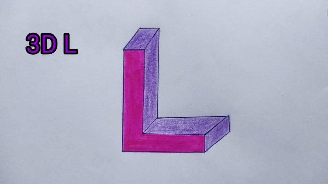 3D L drawing😍 Amazing 3d how to make L letter drawing in 3d😍#3d # ...