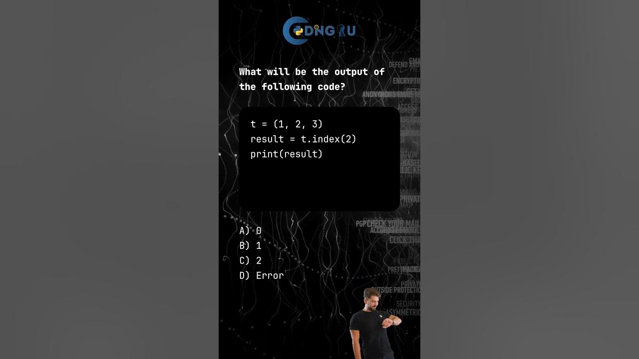 Python mcq using index function for tuples youtube
