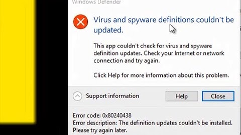 How to fix error code 0x80240438 Virus and spyware definitions couldn