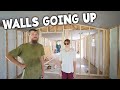 Building the first interior wall  salvaged mobile home rebuild