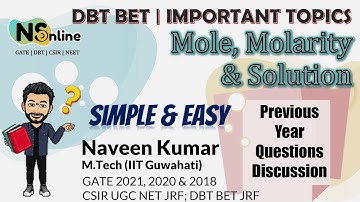 Mole, Molarity, Solution | DBT BET 2022 | Important Topic