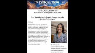 Prof. Kai-Mei Fu presents: "Point Defects in Crystals: Trapped Atoms for Quantum Technologies"