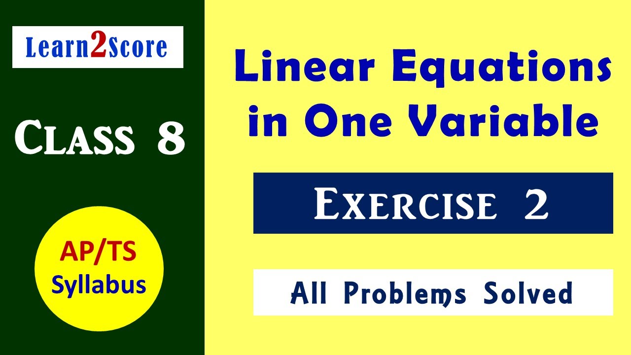 Linear Equations in One Variable Class 8 Exercise 2 AP TS | 8th Class ...