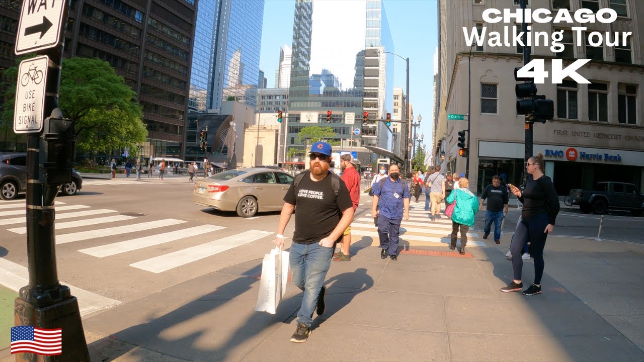 CHICAGO, ILLINIOS 🇺🇸 - WASHINGTON STREET WALKING TOUR - SPRING 2023 [4K]