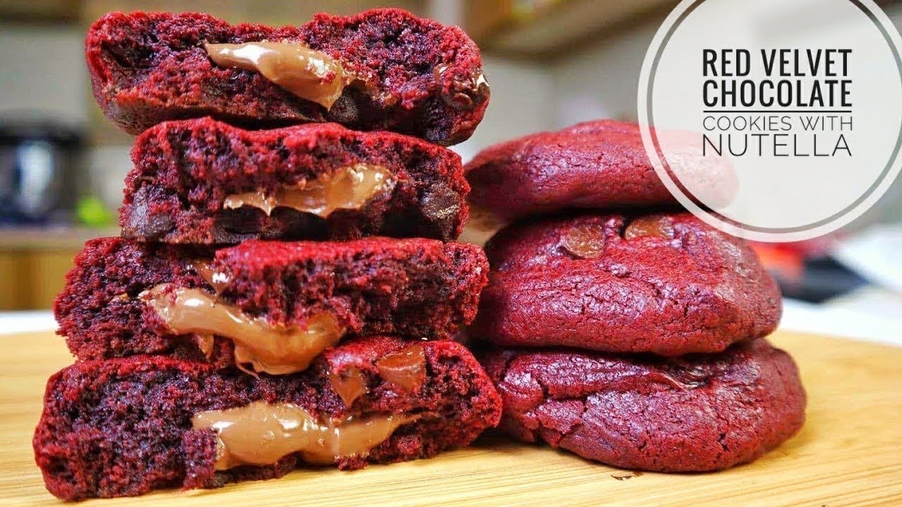 Red Velvet Cookies with Nutella Filling | ريد ڤيلڤت كوكيز 🍪 محشية بالنوتيلا