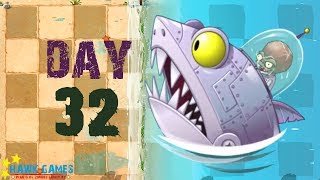 Plants vs Zombies 2 - Big Wave Beach - Day 32 BOSS [Zombot Sharktronic Sub] No Premium