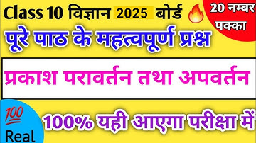 Class 10th science most Important questions प्रकाश के परावर्तन तथा अपवर्तन/ important questions 2025