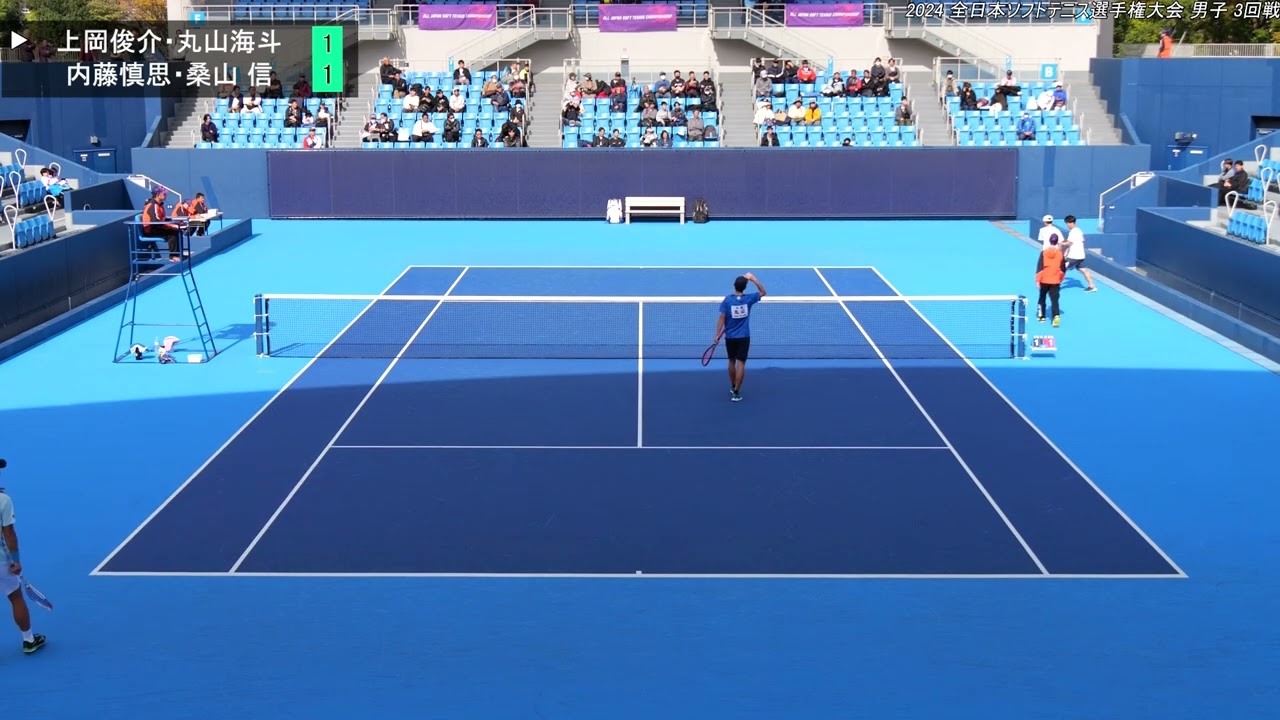 2024年 全日本ソフトテニス選手権大会 男子 3回戦 上岡俊介・丸山海斗(京都 UpRise・大阪 one team) 対 内藤慎思・桑山信(日本学連 法政大学)