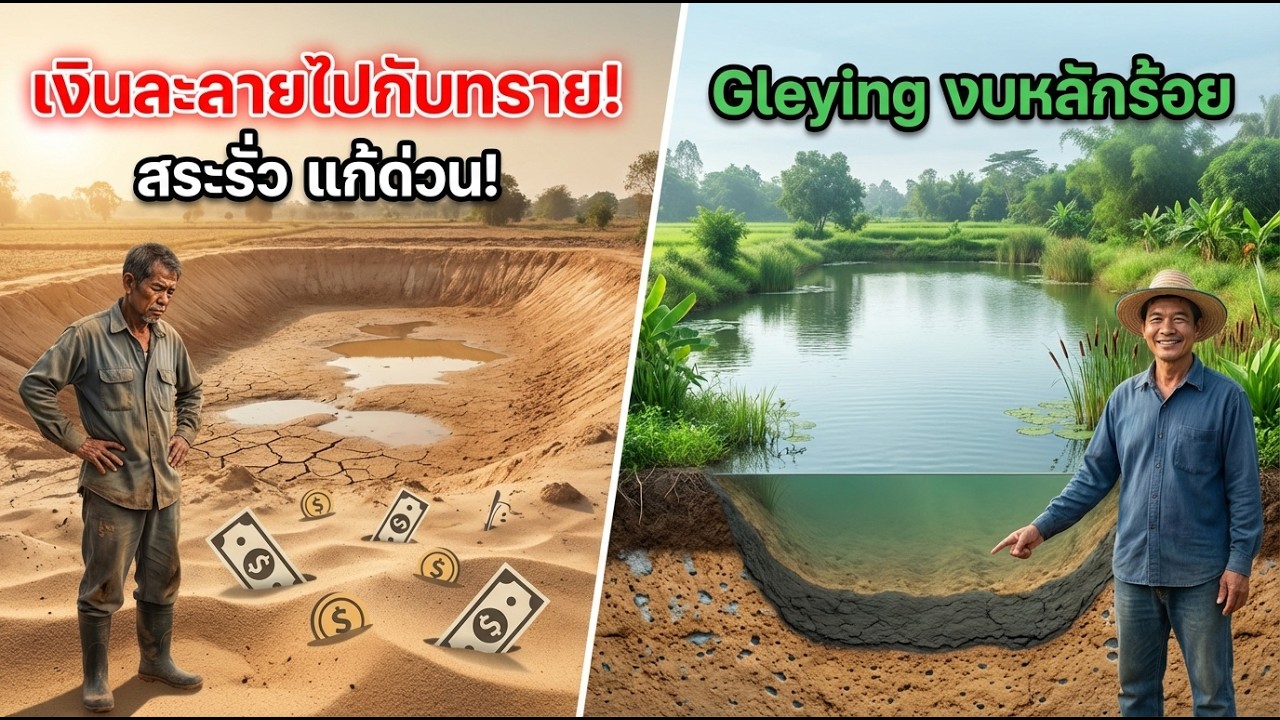 ขุดสระแล้วน้ำหาย เพราะดินทราย! แก้ยังไงไม่ต้องปูผ้าใบ