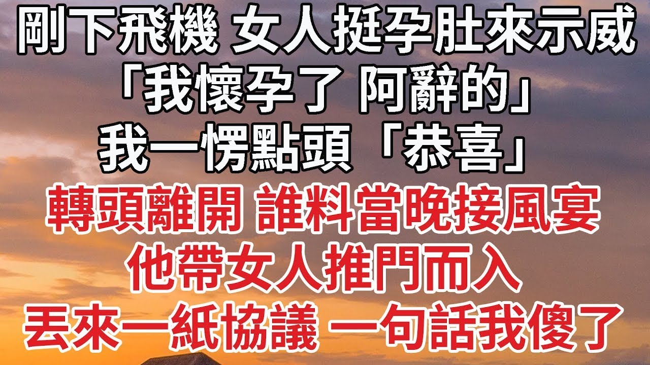 【完結】剛下飛機 女人挺孕肚來示威，「我懷孕了 阿辭的」我一愣點頭「恭喜」轉頭離開 誰料當晚接風宴，他帶女人推門而入，丟來一紙協議 一句話我傻了