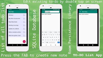 App DEMO | To-Do List App | Using room persistence library | SQLite Course