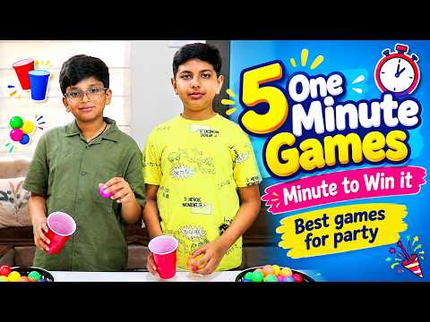 5 One Minute Games | Indoor Games for Kids | Minute to Win It Games | Best Party Games