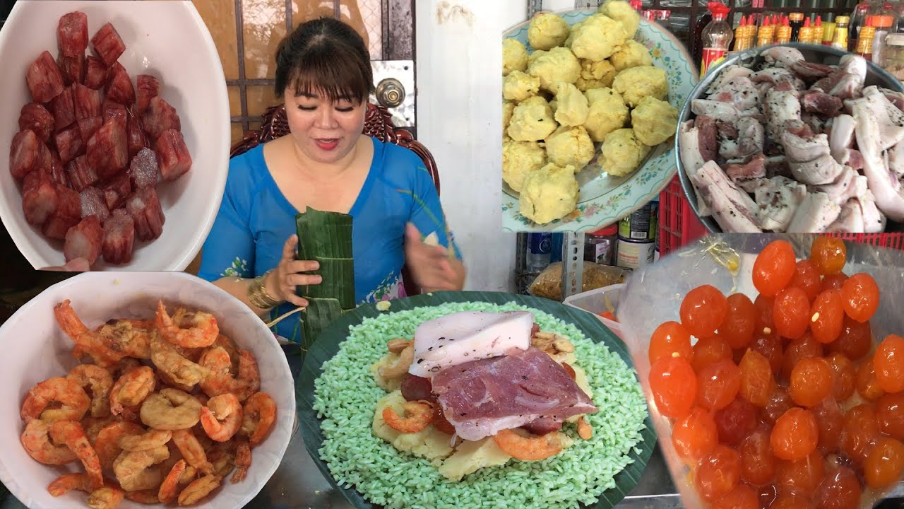 Bánh chưng thập cẩm trứng muối, Lạp xưởng, thịt heo,... - youtube