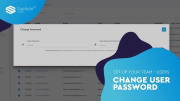 Set up your team - Users - Change User Password