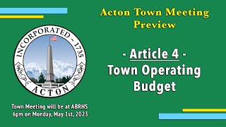 May 2023 Town Meeting Preview - Article 4