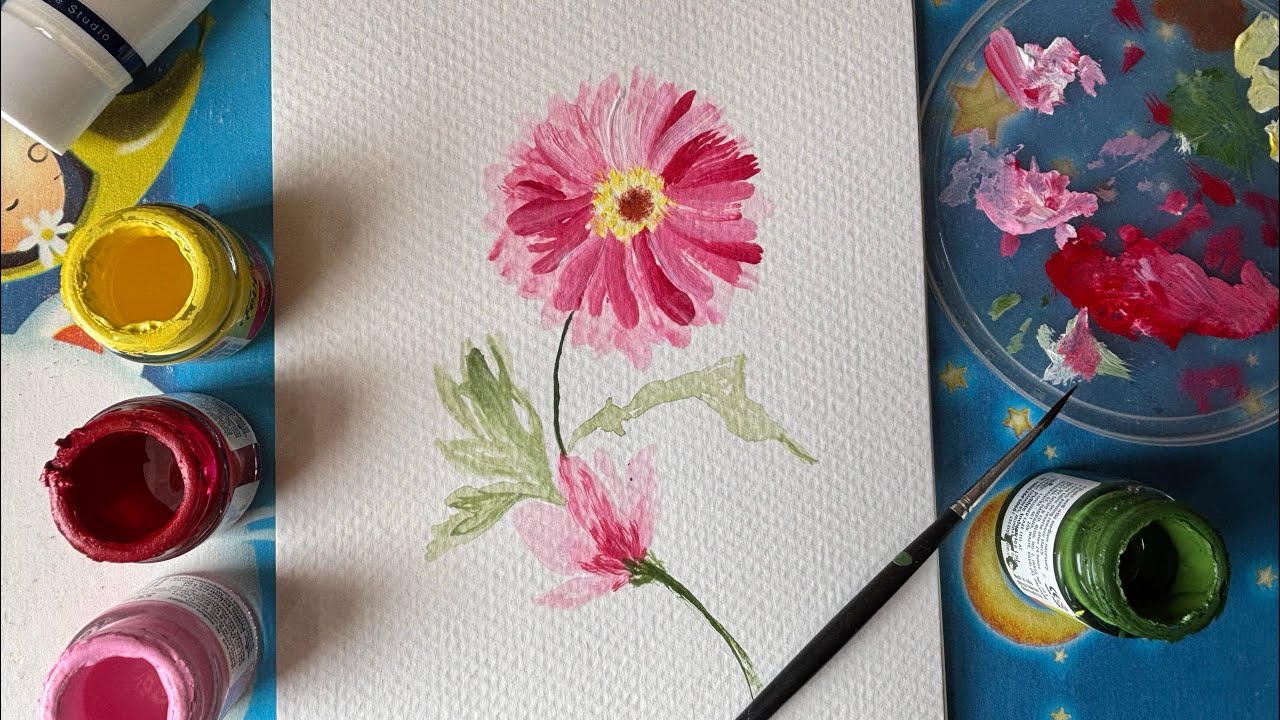 Simple and easy flower painting technique 