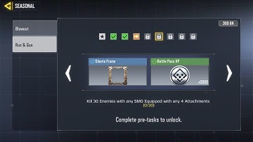 SEASONAL|PART5"KILL30Enemies with any SMG Equipped with any 4Attachments"RUN&GUN MISSION|CODMGPTIP