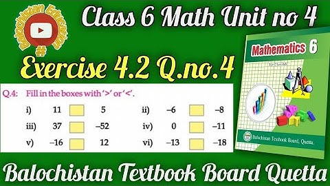 How to identify greater smaller integer? #integers Exercise 4.2 Q.4 class 6 Math Balochistan Board