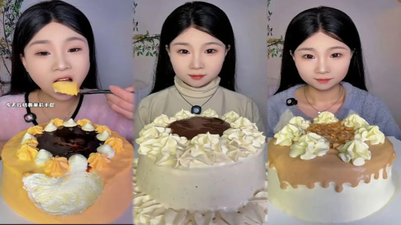 ASMR Sound🍰Soft Cream Cake Delight MUKBANG Eating 케이크 먹기 #asmr #delicious #foodporn #food