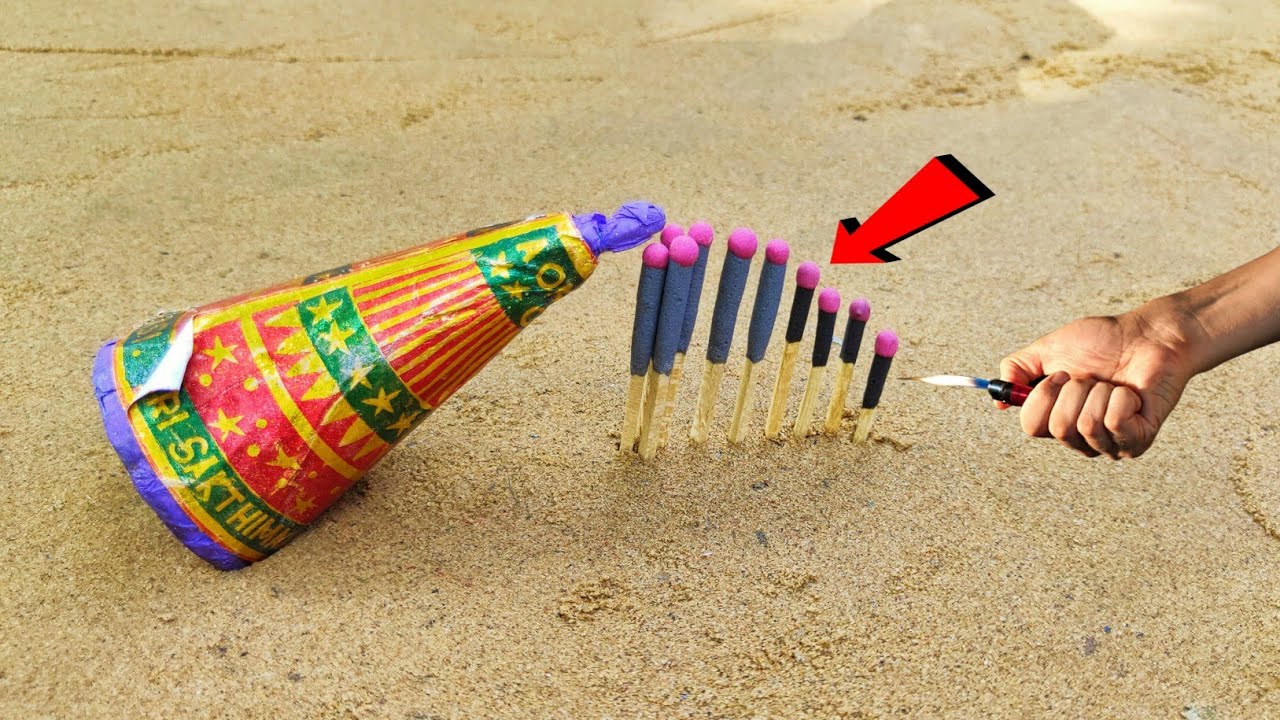 matchstick chain reaction with fireworks Firecracker testing new 2023 😱