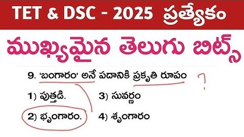👌TET & DSC -2025 ప్రత్యేకం||తెలుగు ముఖ్యమైన బిట్స్ #TET ##DSC #TELUGU BITS