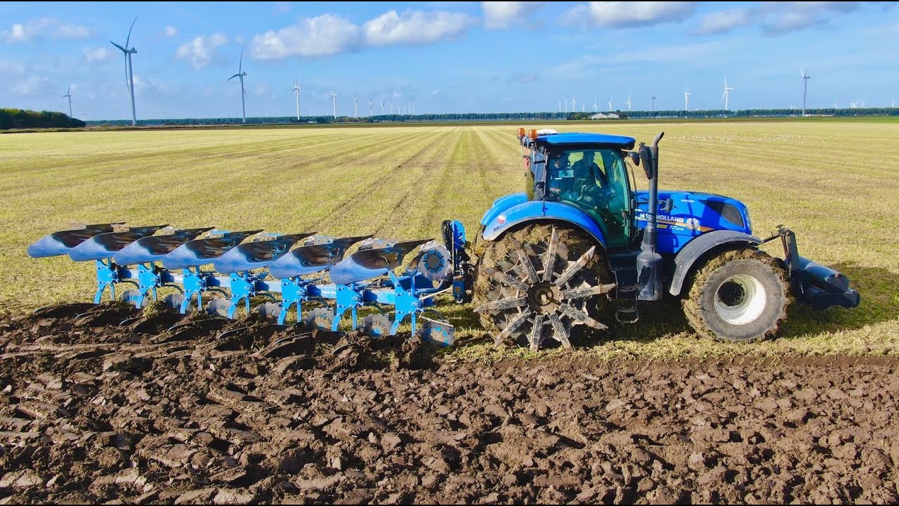 Ploughing w Spade lug Step Wheels for Xtra Traction  0 slip New Holland T7270  Lemken Juwel 10