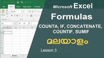 Microsoft Excel Formula Malayalam | COUNTA, CONCATENATE, IF, COUNTIF, SUMIF | Lesson 3 | മലയാളം