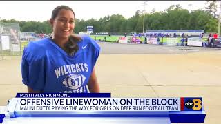 Female football player breaks tackles and barriers on high school team