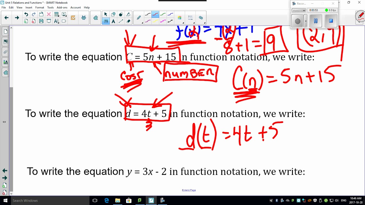 5 2 7 Function Notation And Examples Youtube