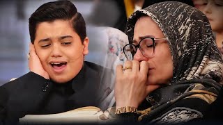 استمعت لأول مره الي ابنها فانهارت الأم من البكاء وهو يقلد عملاقين من مصر في برنامج محفل !معجزة العصر