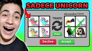 ÇOCUK PİŞMAN OLDU !! SADECE UNİCORN TRADE YAPTIM !? ( Roblox Adopt Me )