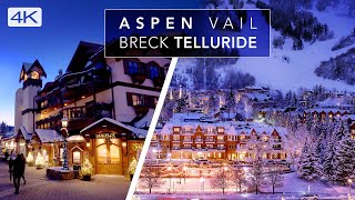 Aspen  Vail  Breckenridge  Telluride  CHRISTMAS in 4K  Cinematic Relaxation with calming music