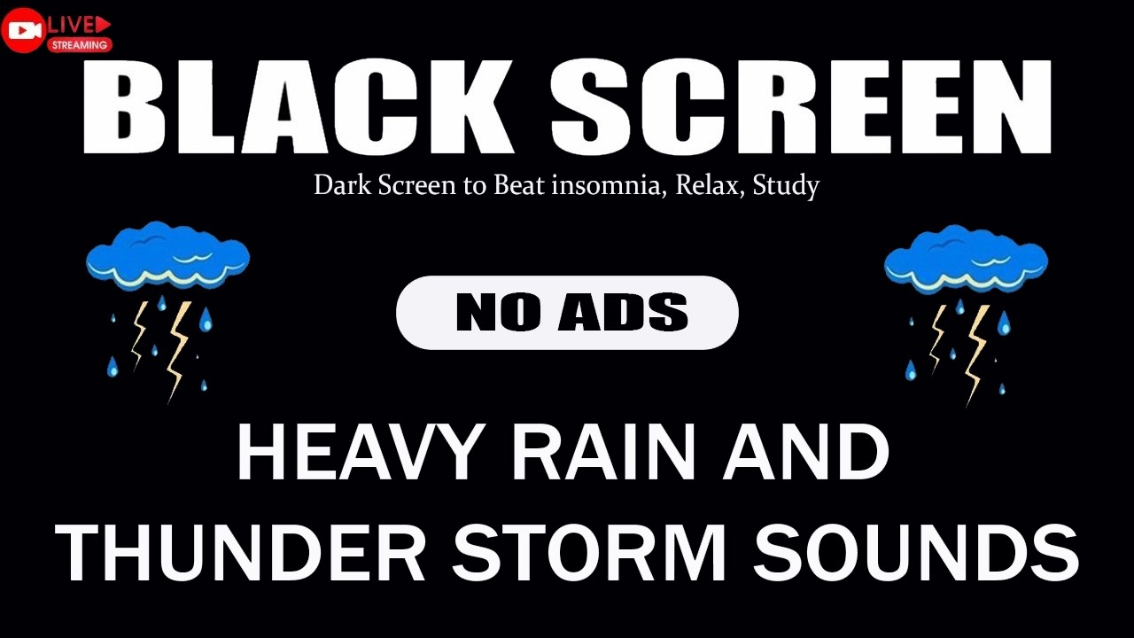 Gentle Night Rain 24 HOURS Rain Sounds for Sleeping - Dark Screen to Beat insomnia, Relax, Study