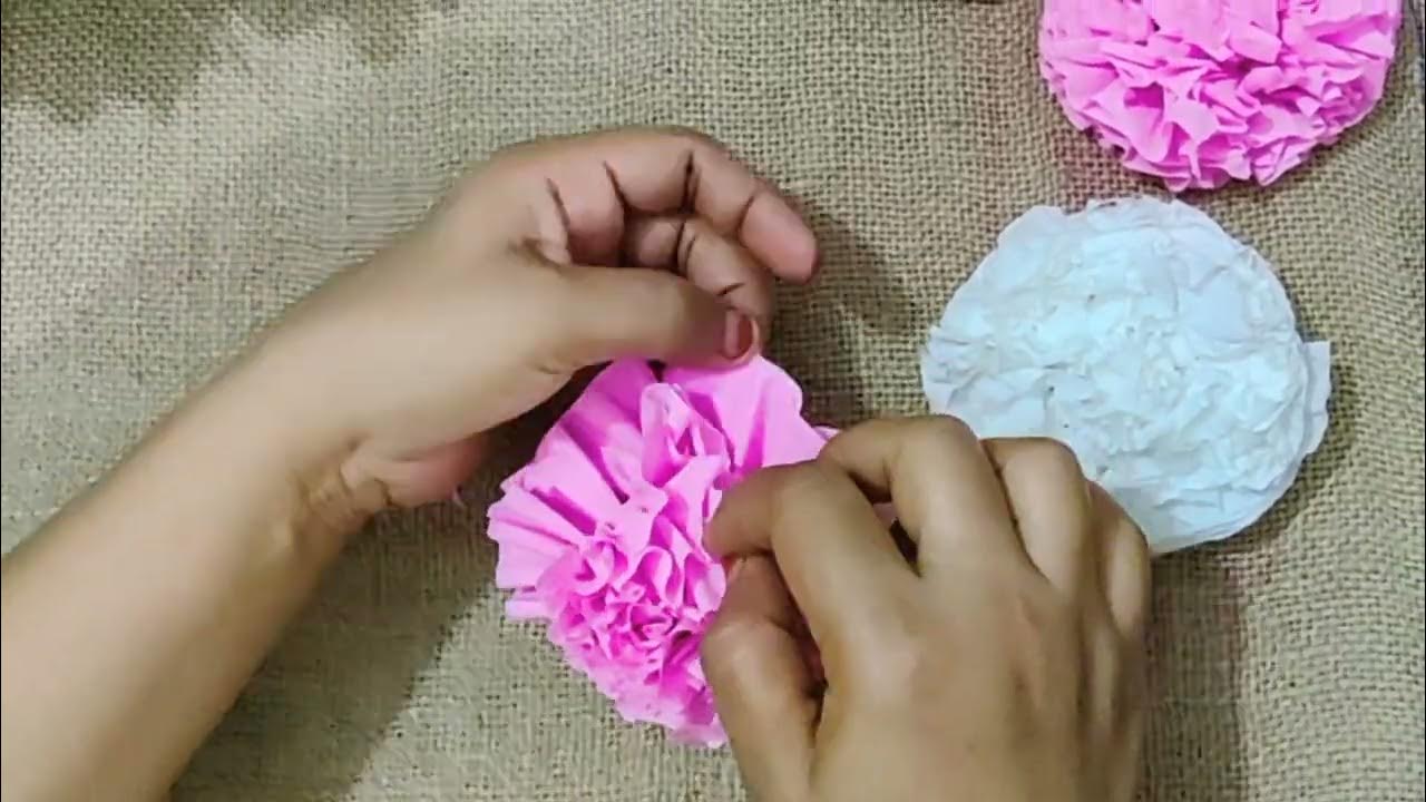 Turn Tissue Paper into White Flower - Easy Paper Flowers - Handmade Craft -  Room Decoration Ideas 