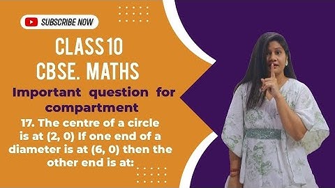 The centre of a circle is at (2, 0) If one end of a diameter is at (6, 0) then the other end is at: