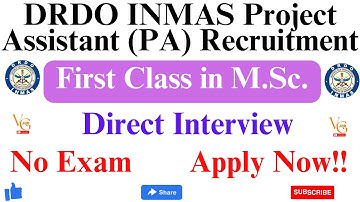 DRDO INMAS RECRUITMENT 2023 || RESEARCH JOB || DIRECT RECRUITMENT || ONLY INTERVIEW || VACANCYGATE |