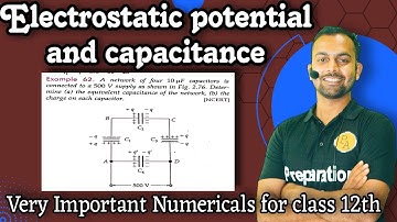 Ex-62 electrostatic potential and capacitance: a network of four 10uf capacitors is connected to a 5