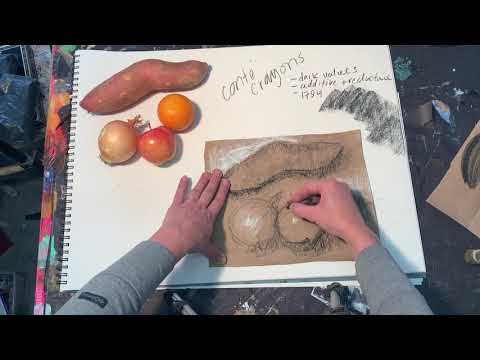 Conte Crayon drawing Demo