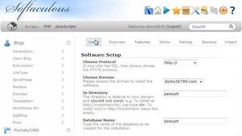 How to install Zen Cart from Softaculous