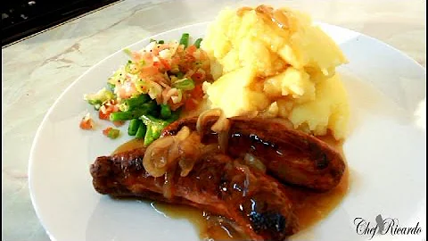 Mashed Potato Served With Sausage And Gravy [Caribbean Chef] | Recipes By Chef Ricardo