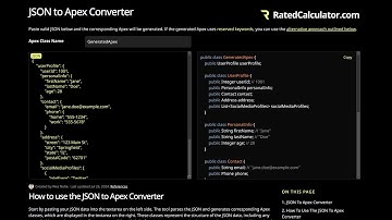 JSON to Apex (Salesforce Converter) by RatedCalculator.com